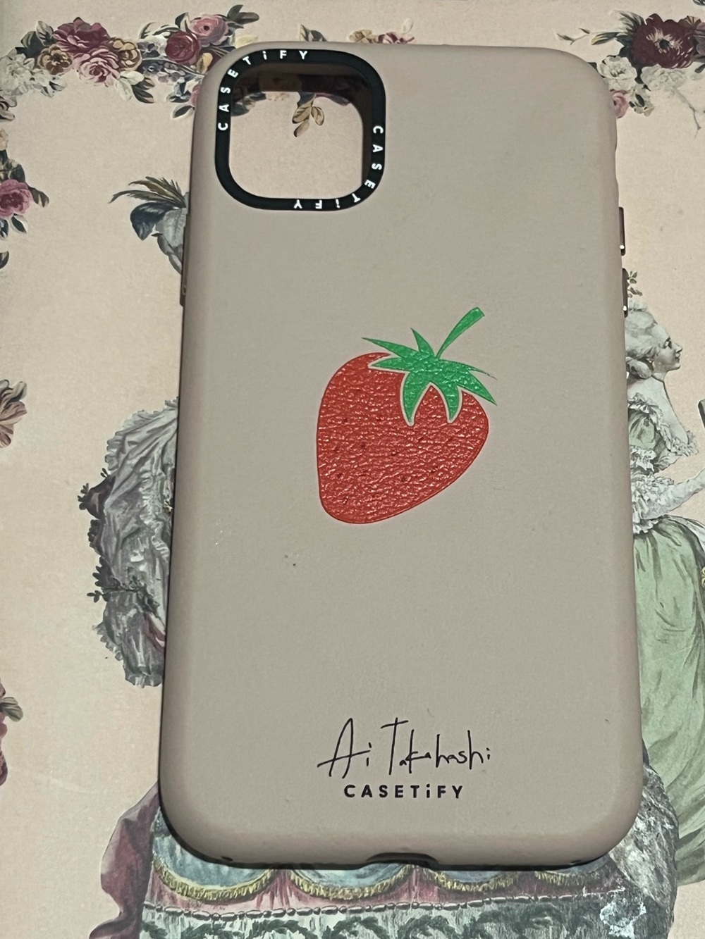 Casetify Pale Pink iPhone 11 Case with Red Strawberry and Green Leaves